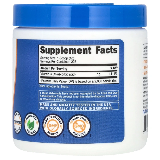 Nutricost, витамин C, без добавок, 227 г (8,1 унции)