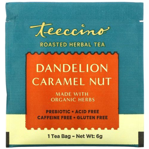 Teeccino, Травяной чай, одуванчик, карамель, орех, без кофеина, 25 чайных пакетиков, 5,3 унц. (50 г)