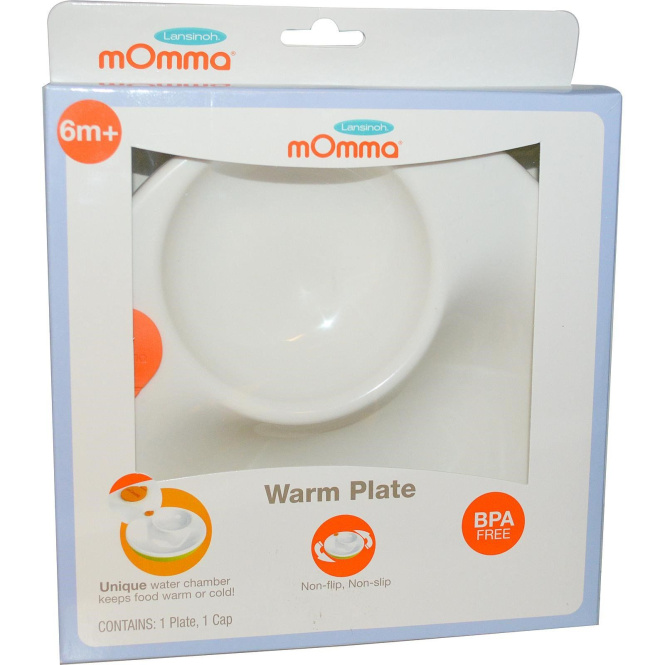 Lansinoh, mOmma, теплая тарелка, цвет зеленый, 1 тарелка, 1 чашка