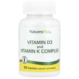NaturesPlus, комплекс витаминов D3 и К, 90 таблеток