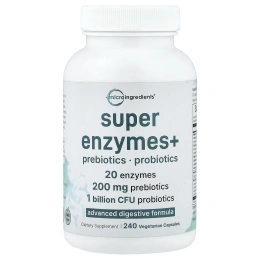 Micro Ingredients, Super Enzymes+, ферменты, 240 вегетарианских капсул