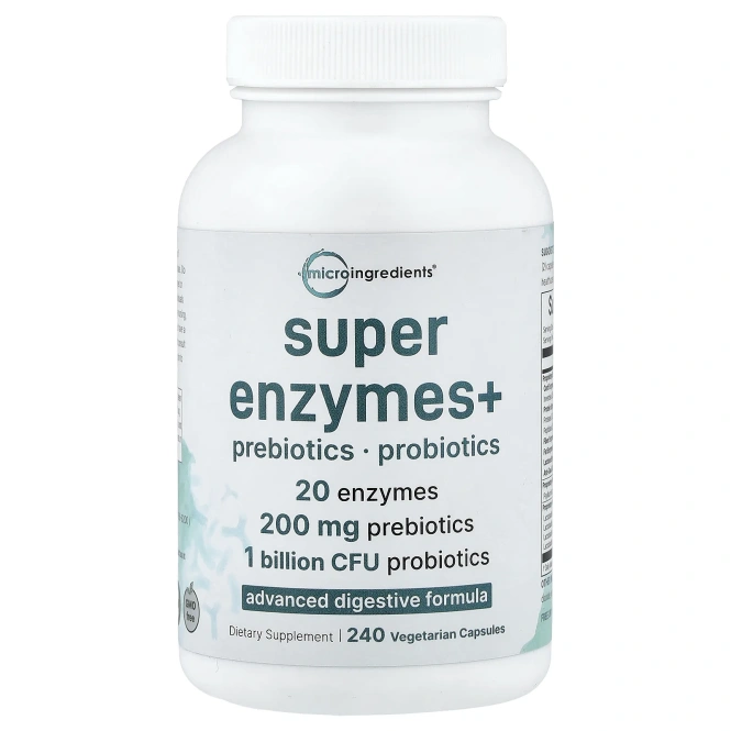 Micro Ingredients, Super Enzymes+, ферменты, 240 вегетарианских капсул