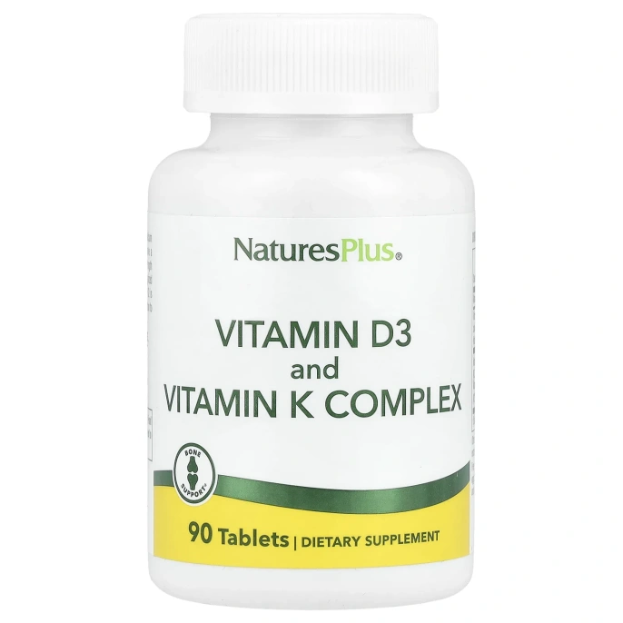 NaturesPlus, комплекс витаминов D3 и К, 90 таблеток