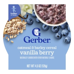 Gerber, Овсяные хлопья и ячменя, от 12 месяцев, ваниль, 128 г (4,5 унции)