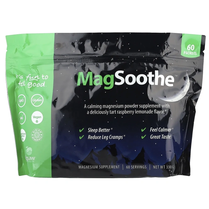 Jigsaw Health, MagSoothe, терпкий малиновый лимонад, 60 пакетиков, 330 г