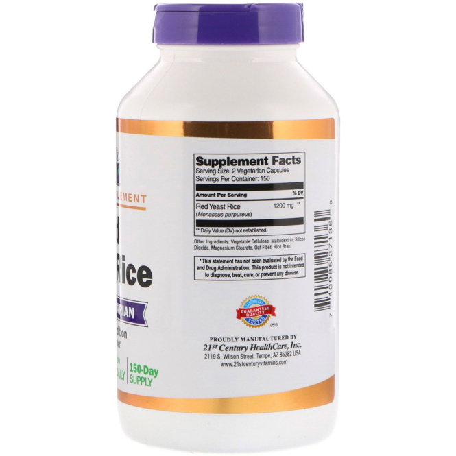 21st Century, Красный дрожжевой рис, 300 капсул