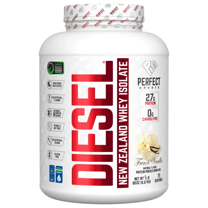 PERFECT Sports, Diesel, изолят новозеландской сыворотки, французская ваниль, 2,27 кг (5 фунтов)