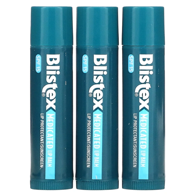 Blistex, Бальзам для губ с лечебным действием, Защита губ / Солнцезащитный фильтр SPF 15, в упаковке 3 бальзама, 0,15 унции (4,25 г) каждый