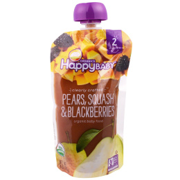 Happy Family Organics, Органическое детское питание, кабачок и ежевика, 2-й этап, 6+ месяцев, 4,0 унции(113 г)