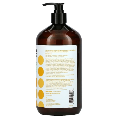 EO Products, Мыло 3в1 для всего тела: шампунь, гель для душа и пена для ванны с ароматом кокоса и лимона, 960 мл