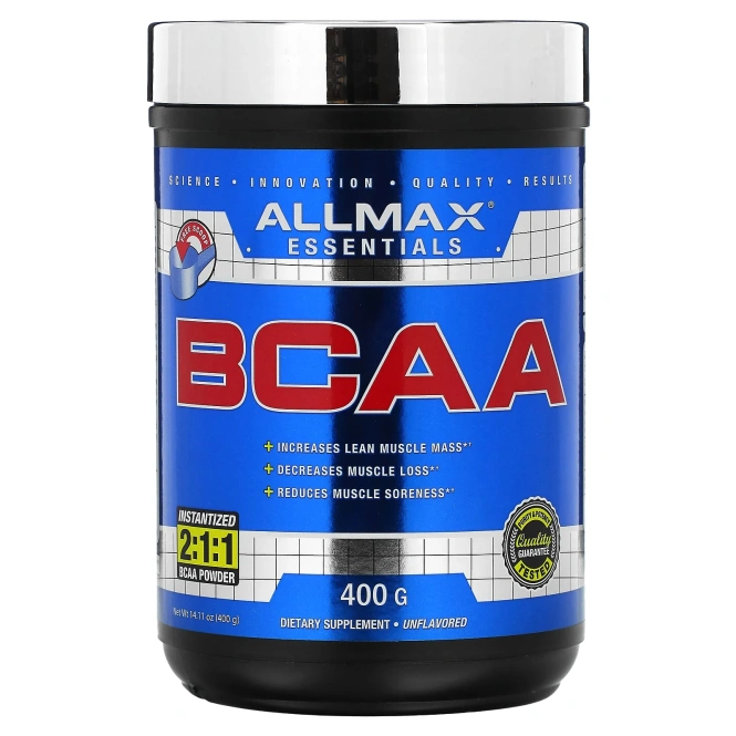 ALLMAX Nutrition, 100% чистые аминокислоты с разветвленной цепью, японский фармацевтический стандарт, без глютена, 80 порций, 400 г