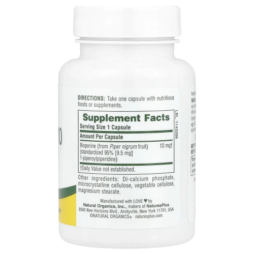 Nature's Plus, Биоперин 10, 90 вегетарианских капсул