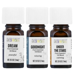 Aura Cacia, набор для приема перед сном, смеси чистых эфирных масел, 3 флакона по 7,4 мл (0,25 жидк. унции)