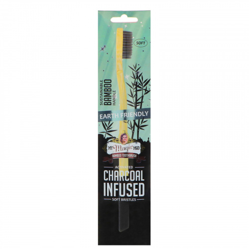 My Magic Mud, Bamboo Toothbrush, Activated Charcoal Infused Soft Bristles, 1 Toothbrush