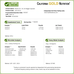 California Gold Nutrition, витамины D3 и К2, 60 растительных капсул