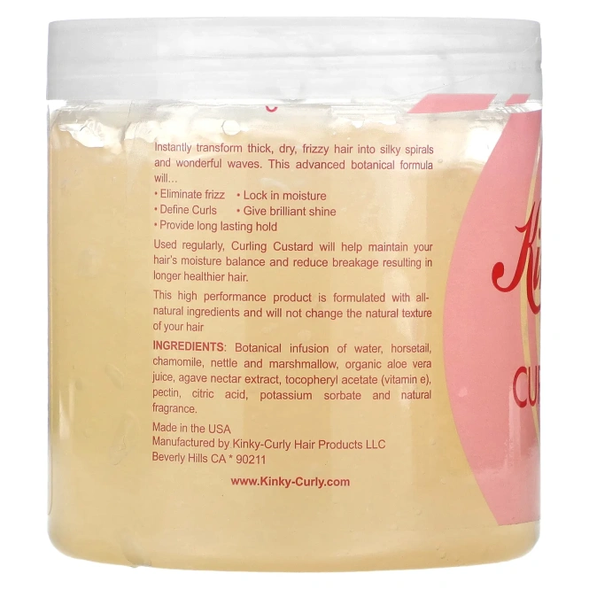 Kinky-Curly, Original Curling Custard, натуральный гель для укладки волос, 8 унций