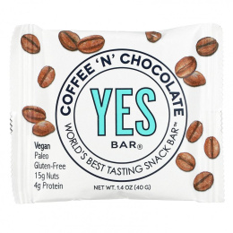 Yes Bar, Snack Bar, кофе с шоколадом, 6 батончиков по 1,4 унции