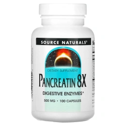 Source Naturals, Панкреатин 8X, 500 мг, 100 капсул