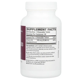 EuroPharma, Terry Naturally, жевательные таблетки с витамином D3, ягодная смесь, 5000 МЕ, 90 жевательных таблеток