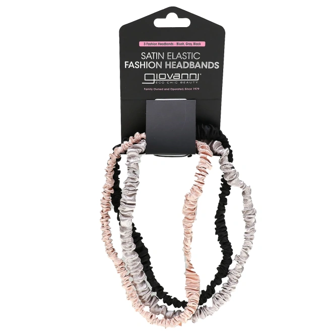 Giovanni, эластичные сатиновые модные повязки, пудровая, серая, черная, 3 шт.