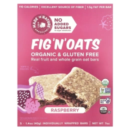 Made in Nature, Fig 'N' Oats®, малина, 5 батончиков в индивидуальной упаковке, 40 г (1,4 унции) каждый