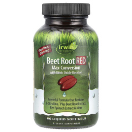 Irwin Naturals, Beet Root RED, Максимальная конверсия с ускорителем окиси азота, 60 мягких капсул с жидким наполнителем