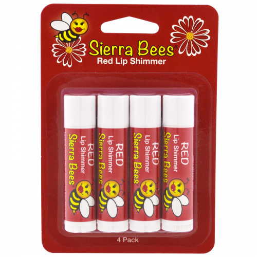 Sierra Bees, Тонированный бальзам-блеск для губ, Красный оттенок, 4 бальзама, (Discontinued Item)