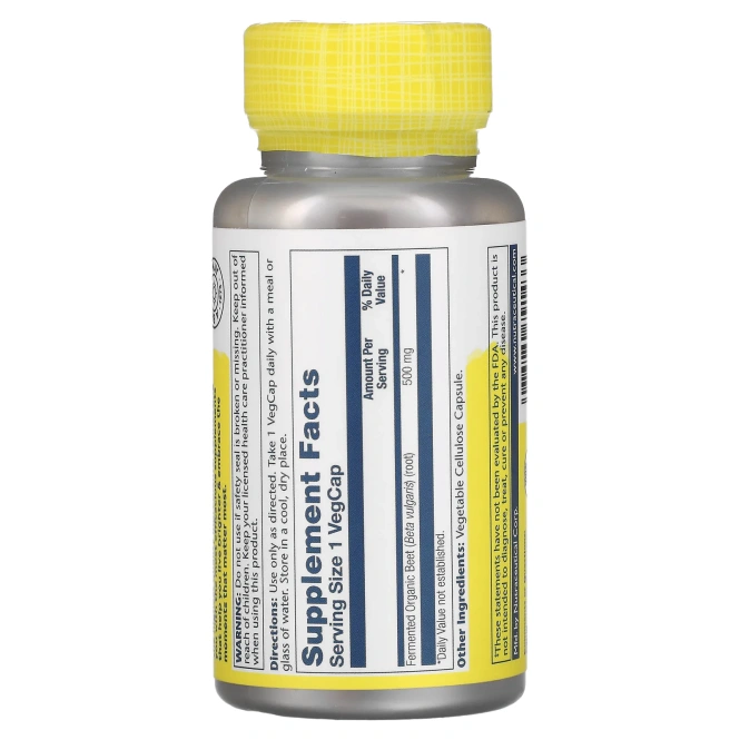 Solaray, Органически выращенная ферментированная свекла, 500 мг , 100 растительных капсул