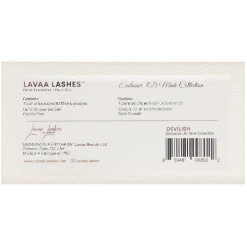 Lavaa Lashes, Devilish, трехмерные норковые накладные ресницы, 1 пара