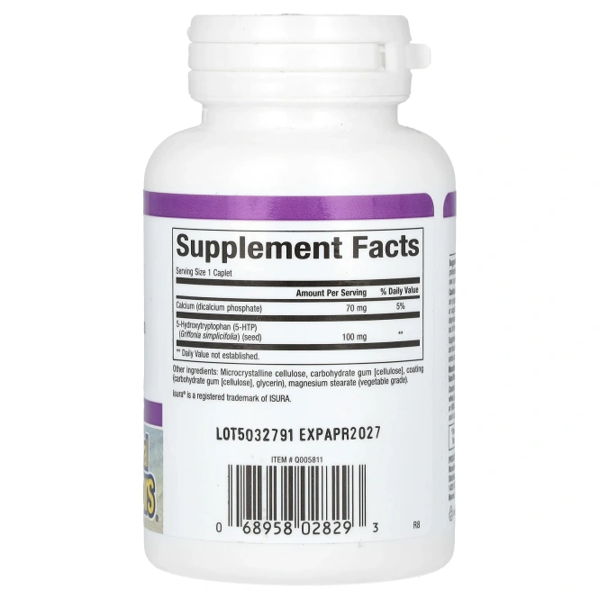 Natural Factors, Снятие стресса, 5-гидрокситриптофан, 100 мг, 60 желудочно-резистентных капсул