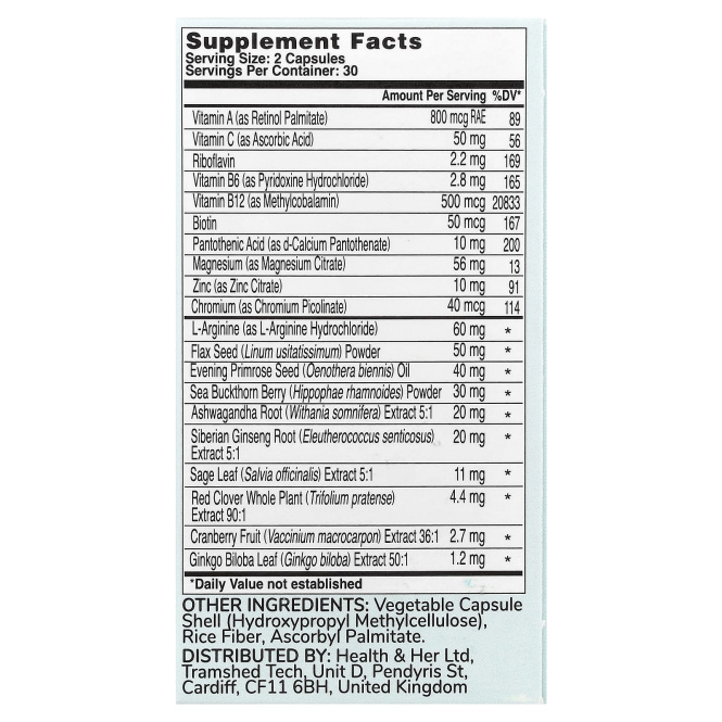 Health and Her, Menopause, поддержка нескольких питательных веществ, 60 капсул