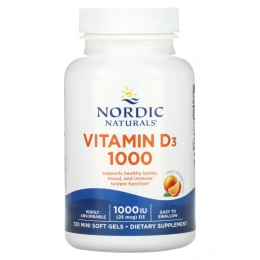Nordic Naturals, витамин D3, 1000 МЕ, со вкусом апельсина, 120 капсул