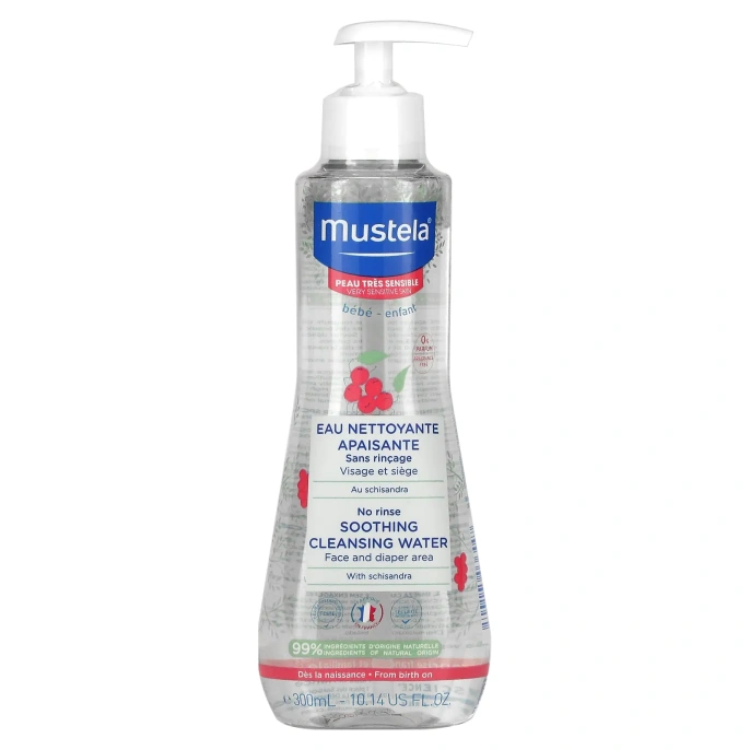 Mustela, Успокаивающая очищающая вода без смывания с лимонником, для очень чувствительной кожи, без отдушек, 300 мл (10,14 жидк. унц.)