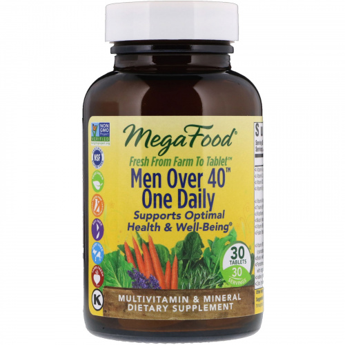 MegaFood, Для мужчины старше 40 лет, "Одна в день", формула без железа, 30 таблеток