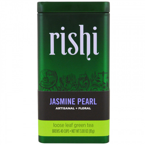 Rishi Tea, Жасминовый жемчуг, рассыпной зеленый чай, 3 унции (85 г)