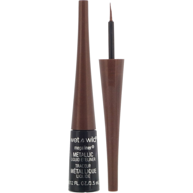 Wet n Wild, Жидкая подводка для глаз MegaLiner Metallic, оттенок Metallic Brown, 3,5 мл
