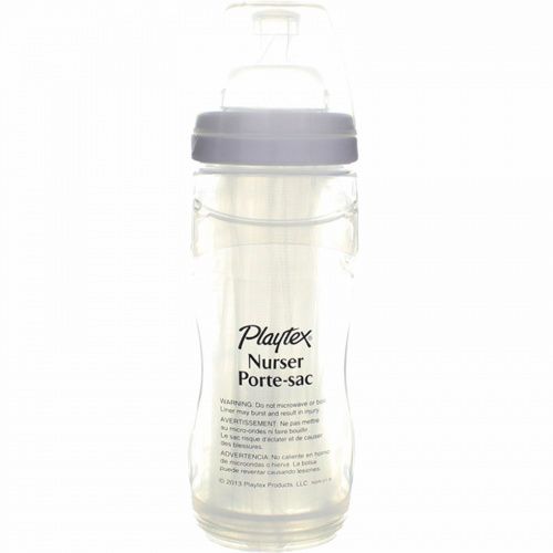 Playtex Baby, Бутылочка "Ближе к натуральному грудному кормлению", 3M+, средний, 1 бутылочка с 5 пакетиками-вкладышами, 8-10 унц. (236-300 мл)