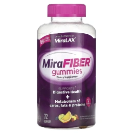 MiraLAX, MiraFiber, клубника, яблоко, виноград, вишня, апельсин и лимон`` 72 жевательные мармеладки