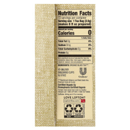 Lipton, Органический черный чай, 72 чайных пакетика в конвертах, 162,7 г (5,74 унции)