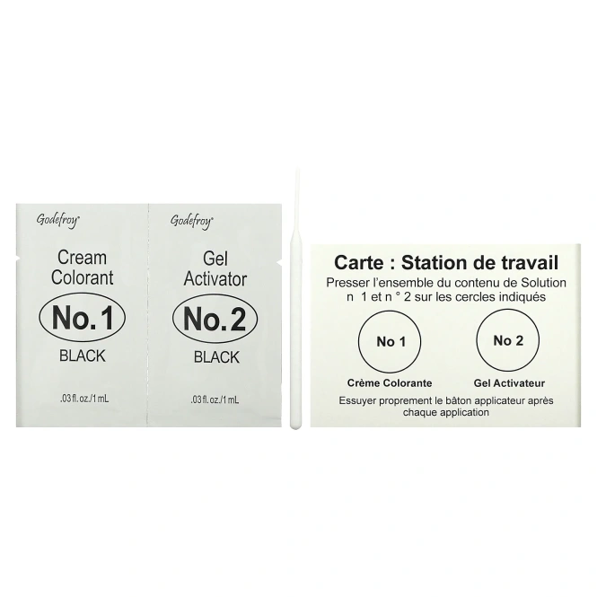 Godefroy, Мгновенный оттенок для бровей, Natural Black, 3 комплекта для нанесения