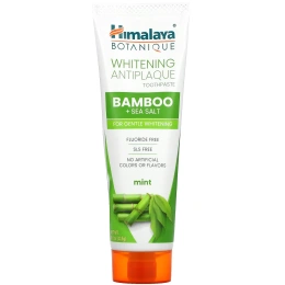 Himalaya, Отбеливающая зубная паста против зубного налета, бамбук и морская соль, мята, 113 г (4,0 унции)