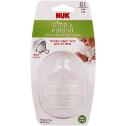 NUK, Simply Natural, соски высокой текучести, для детей 6 месяцев и старше, 2 шт.
