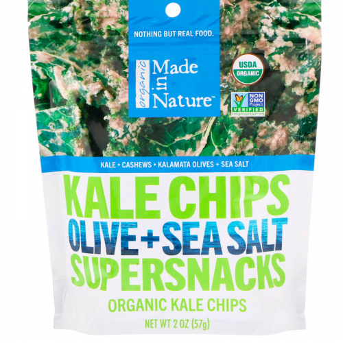 Made in Nature, Органические чипсы из морской капусты с оливковым маслом и морской солью, 2 унции (57 г)