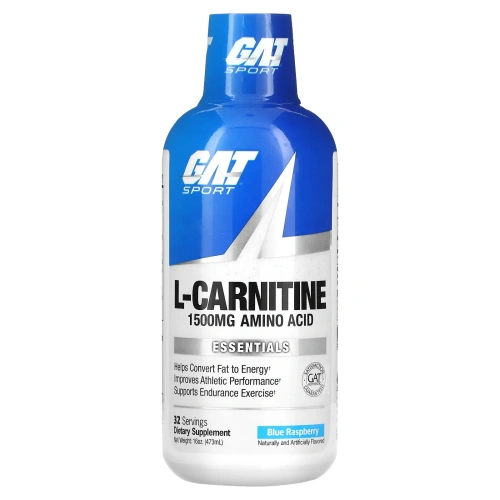 GAT, L-карнитин, жидкая аминокислота в свободной форме, голубая малина