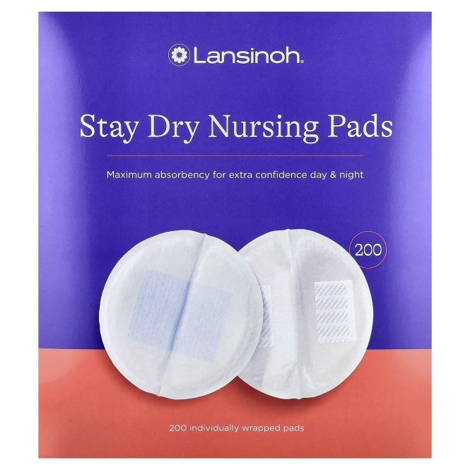 Lansinoh, кормящие прокладки Stay Dry, 200 прокладок в индивидуальной упаковке