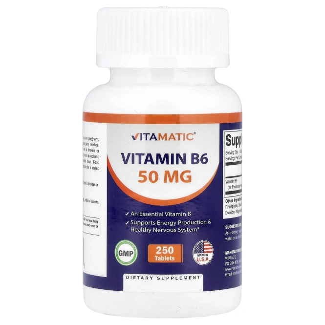 Vitamatic, витамин B6, 50 мг, 250 таблеток