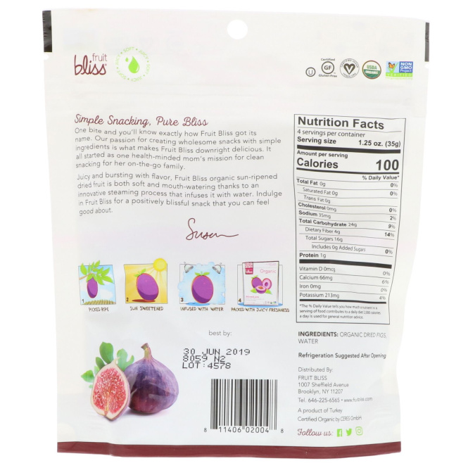 Fruit Bliss, Organic Dried Figs, 5 oz (142 g)