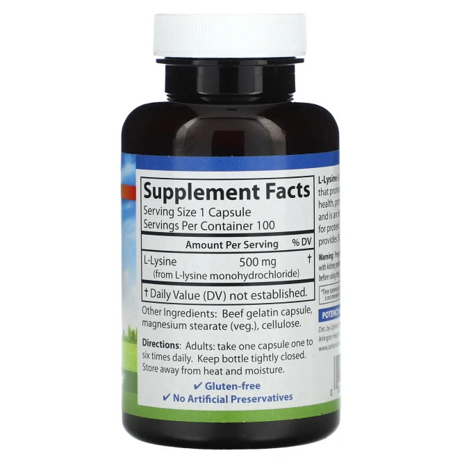 Carlson, L-лизин, 500 мг, 100 капсул