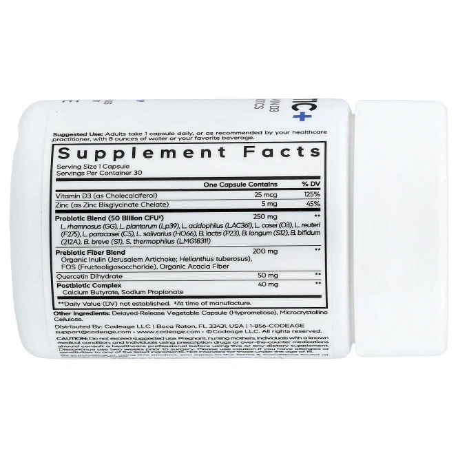 Codeage, Probiotic+, 30 растительных капсул
