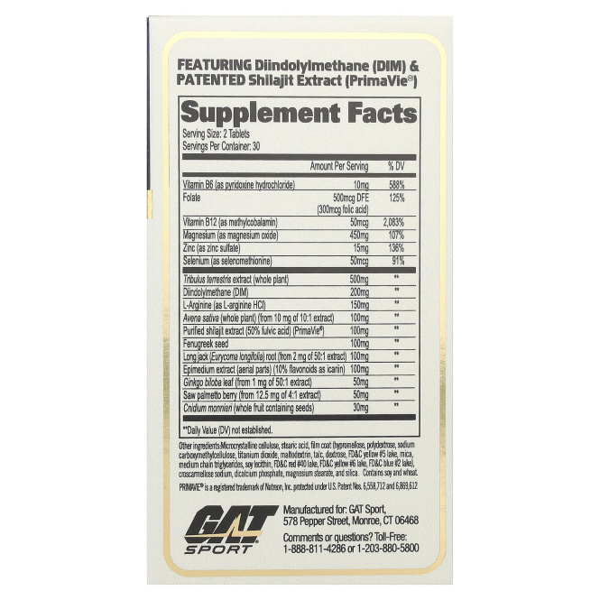 GAT, Testrol Gold ES, средство повышения уровня тестостерона, 60 таблеток